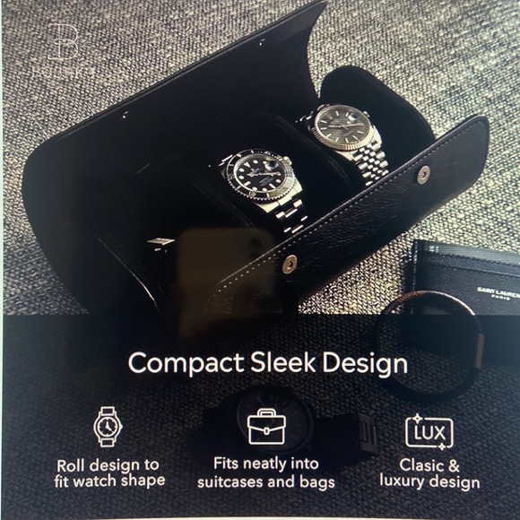 Boshku Leather Watch Roll Case w/ Cuff Link Case - Picture 4 of 4